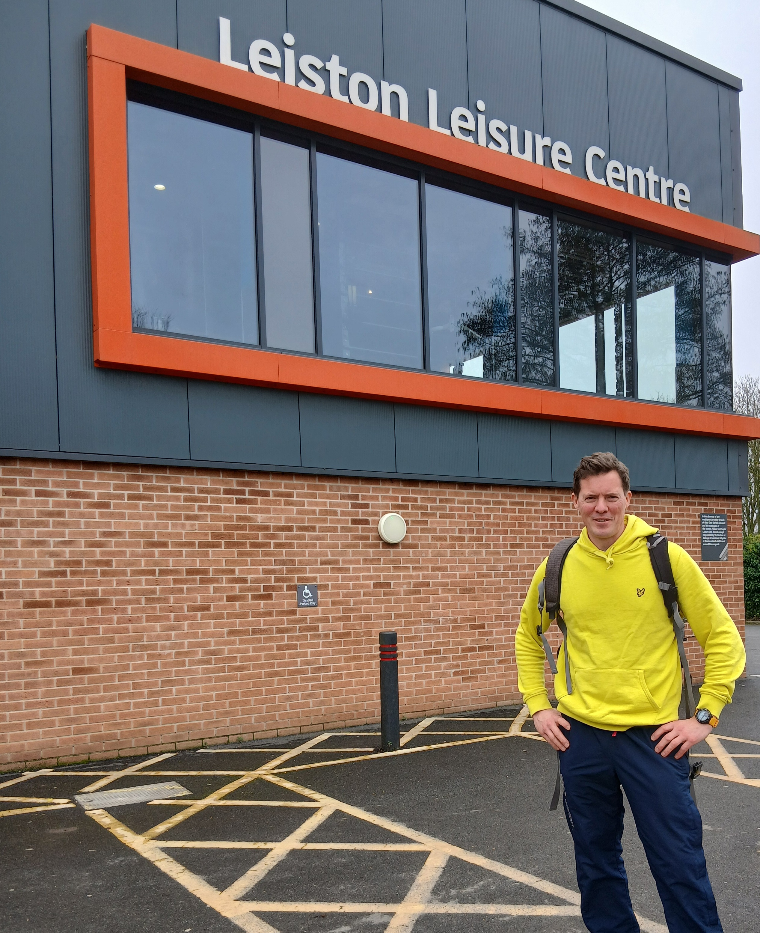 Tom Faulkner outside Leiston Leisure Centre